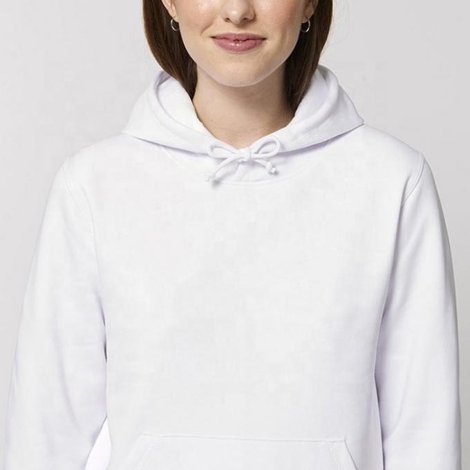 Gęsta bawełna Ciężki nadmiar Hoodie z długimi rękawami Biały kolor 0